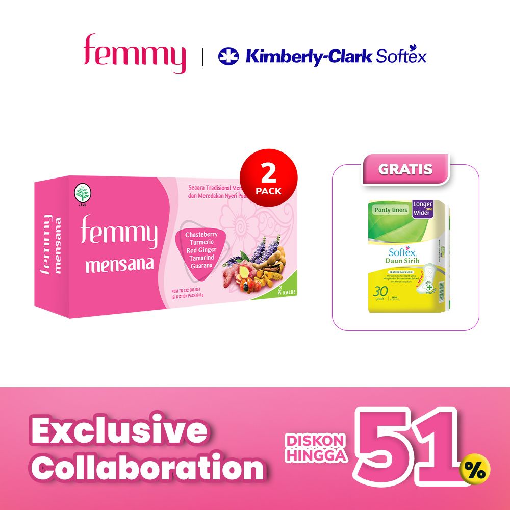 Femmy Mensana 2 Pack FREE Softex Dauh Sirih PLiner L&W - 1
