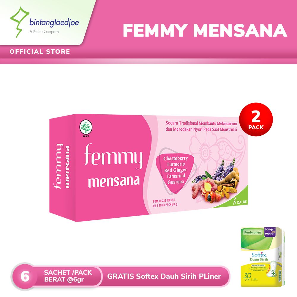 Femmy Mensana 2 Pack FREE Softex Dauh Sirih PLiner L&W - 2