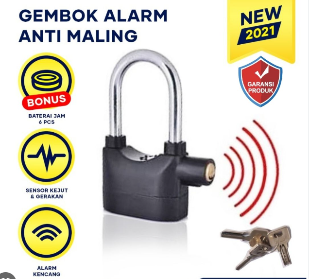 ORIGINAL Gembok Alarm Anti Maling Anti Pencuri Ring Panjang Pengaman Motor Alarm Suara Bunyi - 2