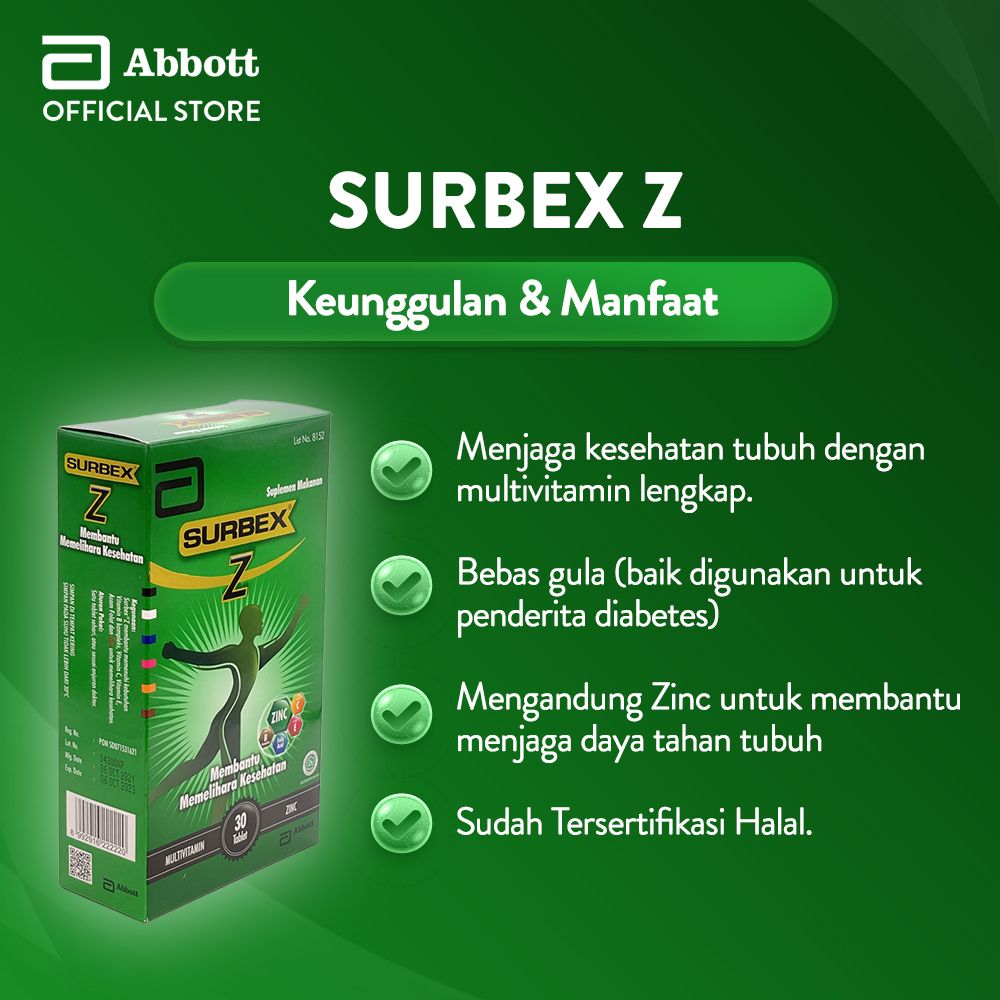Abbott [Twin Pack] Surbex Z box 30 tab- Multivitamin FREE Foldable Bag - 2