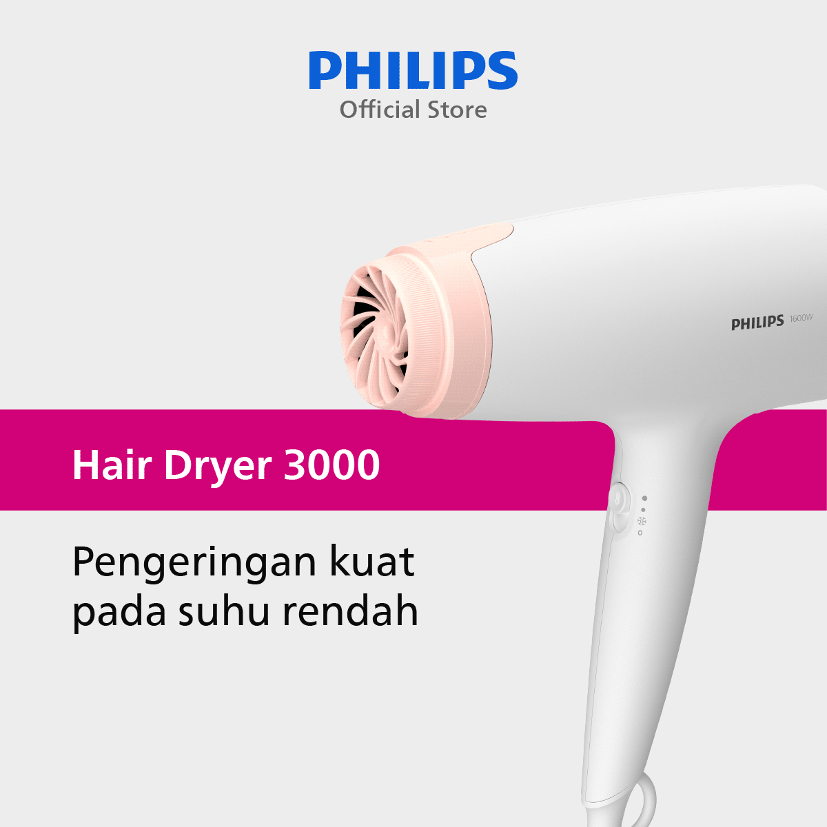 Philips Hair Dryer 3000 Series BHD300/10 Pengering Rambut - 1