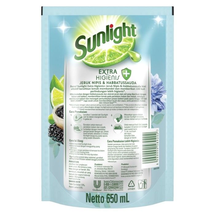 Sunlight Sabun Cuci Piring Higienis 650mL - 2
