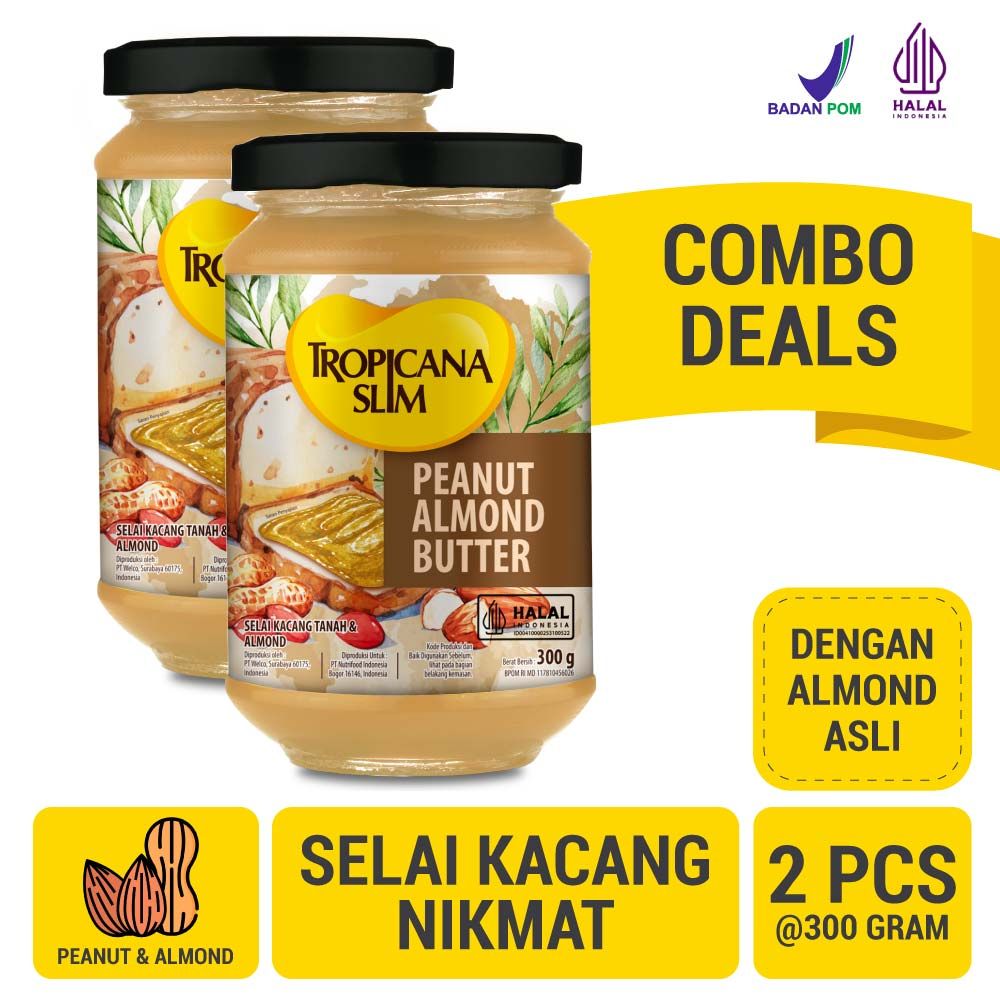 Twin Pack - Tropicana Slim Peanut Almond Butter Spread Jam 300 gram| 2T02703229P2 - 1