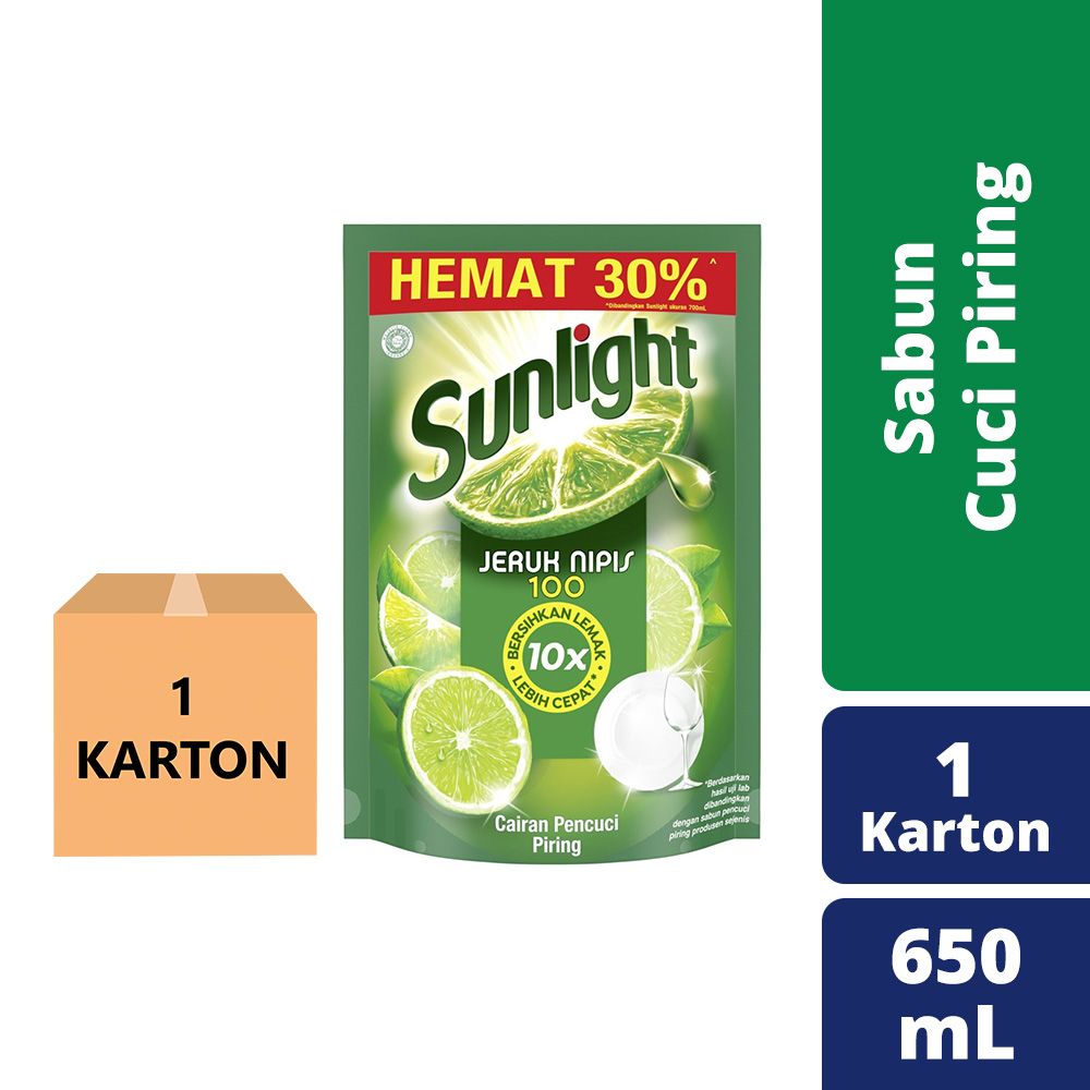 Sunlight Sabun Jeruk Nipis Refill 650Ml 1 Karton - 1