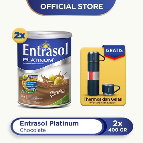 Buy 2 Entrasol Platinum Chocolate 400g Free Thermos dan Gelas - 1