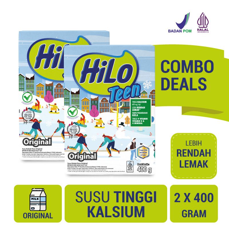 Twin Pack - HiLo Teen Original 400g - Susu Tinggi Kalsium Lebih Rendah Lemak | 2HC0109021P2 - 1
