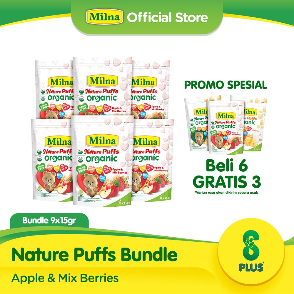 Buy 6 Milna Puffs Organic Apple Mix Berries Get 3 Free Milna Puffs Organic [NED] - 1