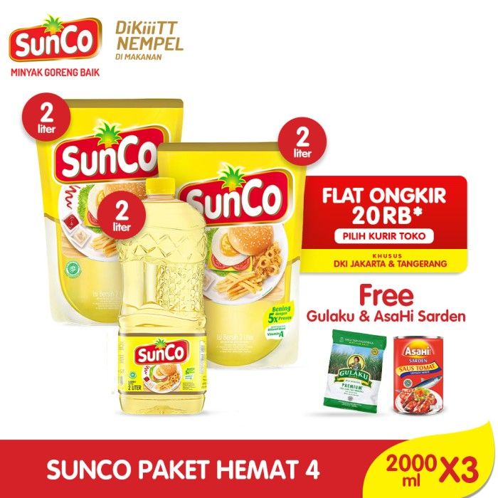 Sunco Paket Hemat 4 - Free Gulaku 200gr & AsaHi Sarden Saus Tomat 155g - 1