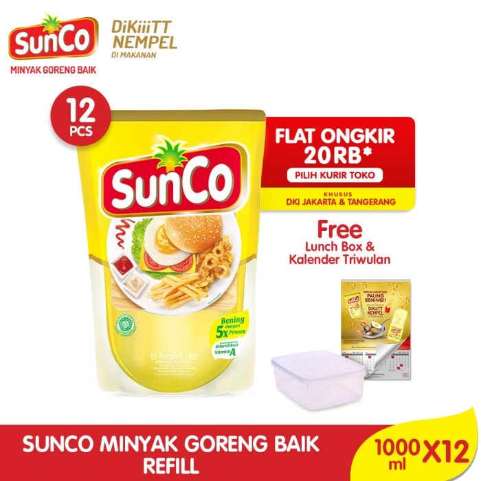 Sunco Refill 1L -Multipack 12 pcs - Free Lunch Box & Kalender Triwulan - 1