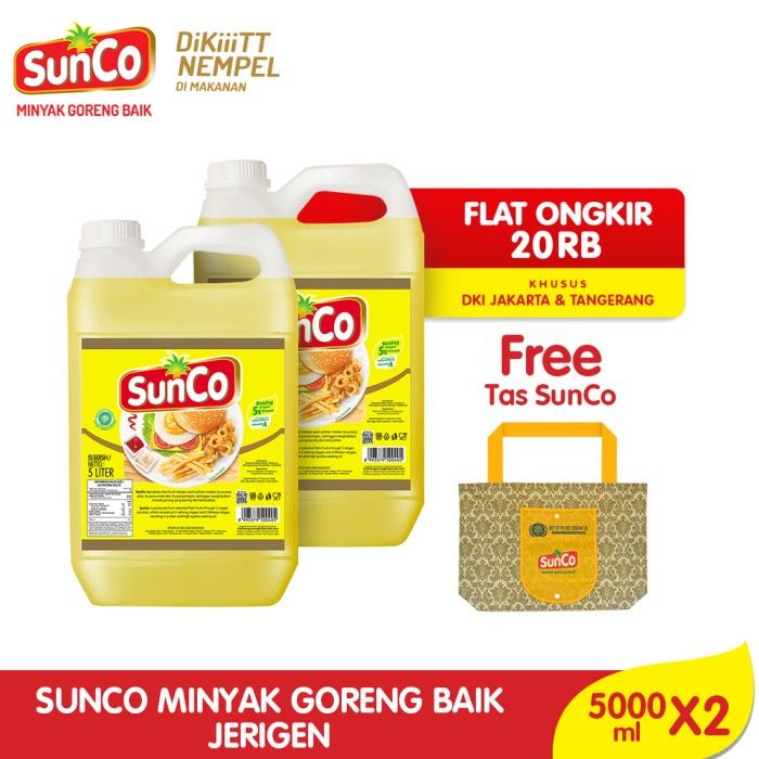 Sunco Minyak Goreng Jerigen 5 L - Twinpack Free Tas Sunco - 1