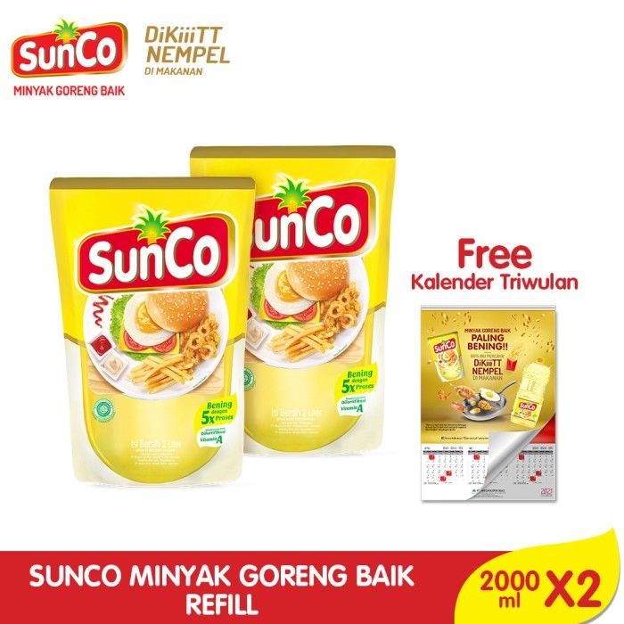 Sunco Minyak Goreng Refill 2L - Twinpack Free Kalender - 1
