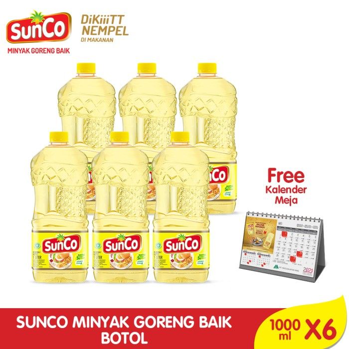 Sunco Botol 1L - Multipack 6 pcs - Free Kalender Meja - 1