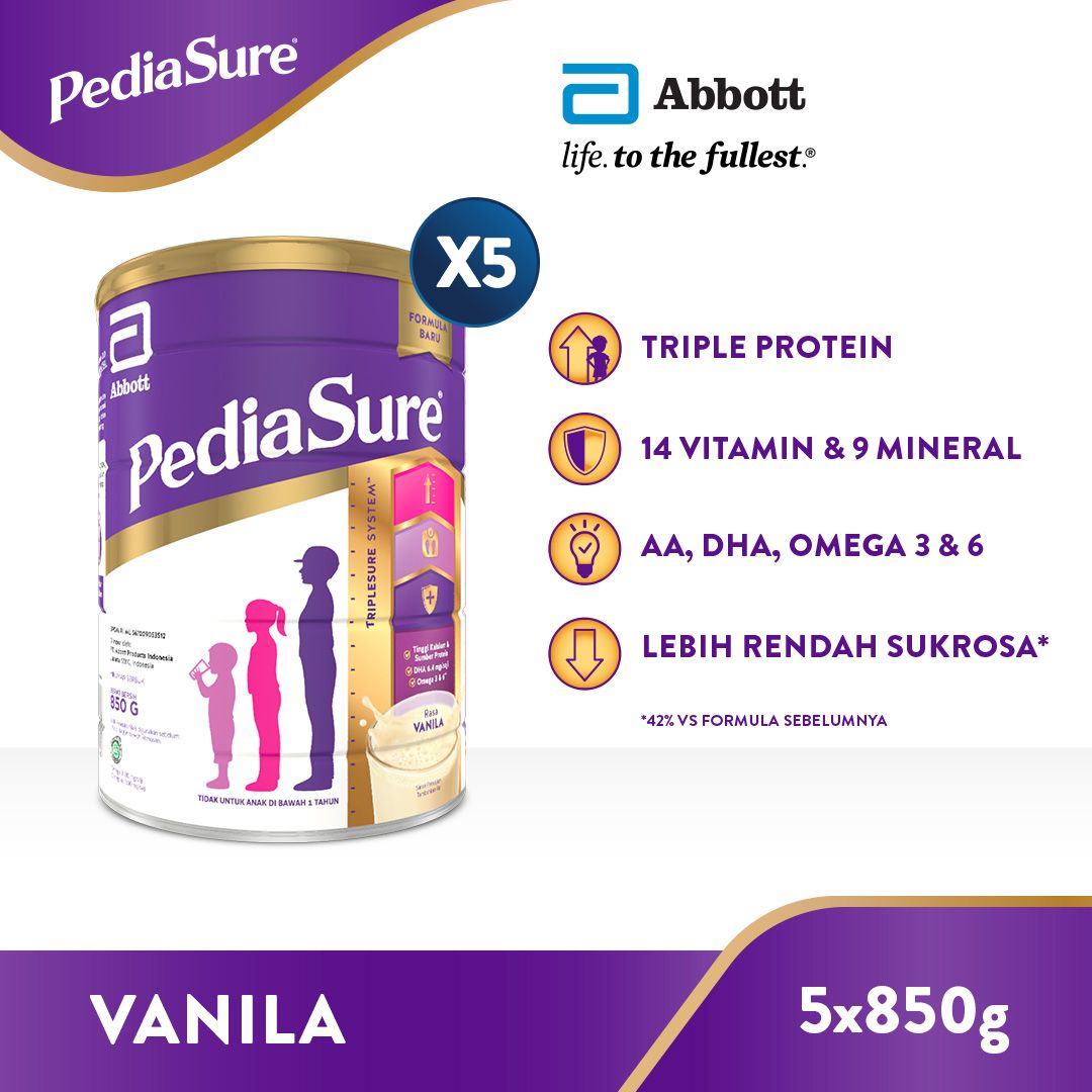 PediaSure Vanila 850 g (1-10th) - Nutrisi Pertumbuhan - 5 pcs - 1