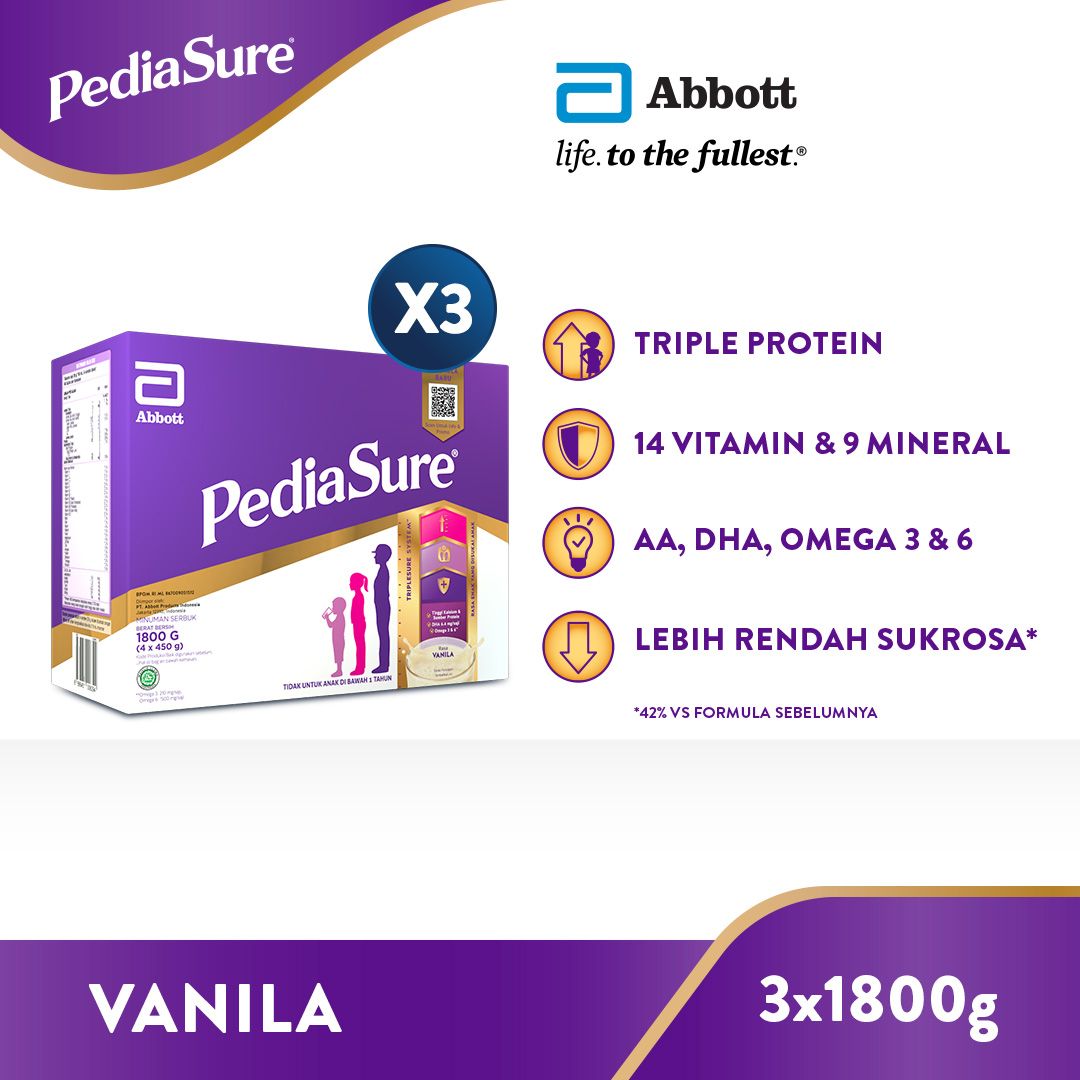 PediaSure Vanila 1800 g (1-10th) - Nutrisi Pertumbuhan - 3 pcs - 1