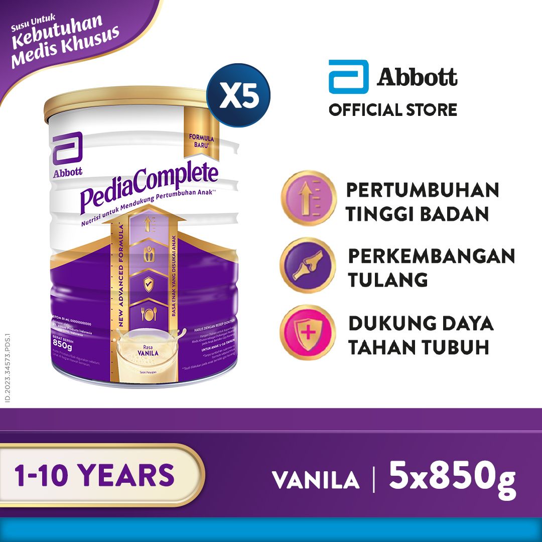 Pediasure Compelete Vanila 850 g (1-10th) - Susu Pertumbuhan Anak - 5 pcs - 1