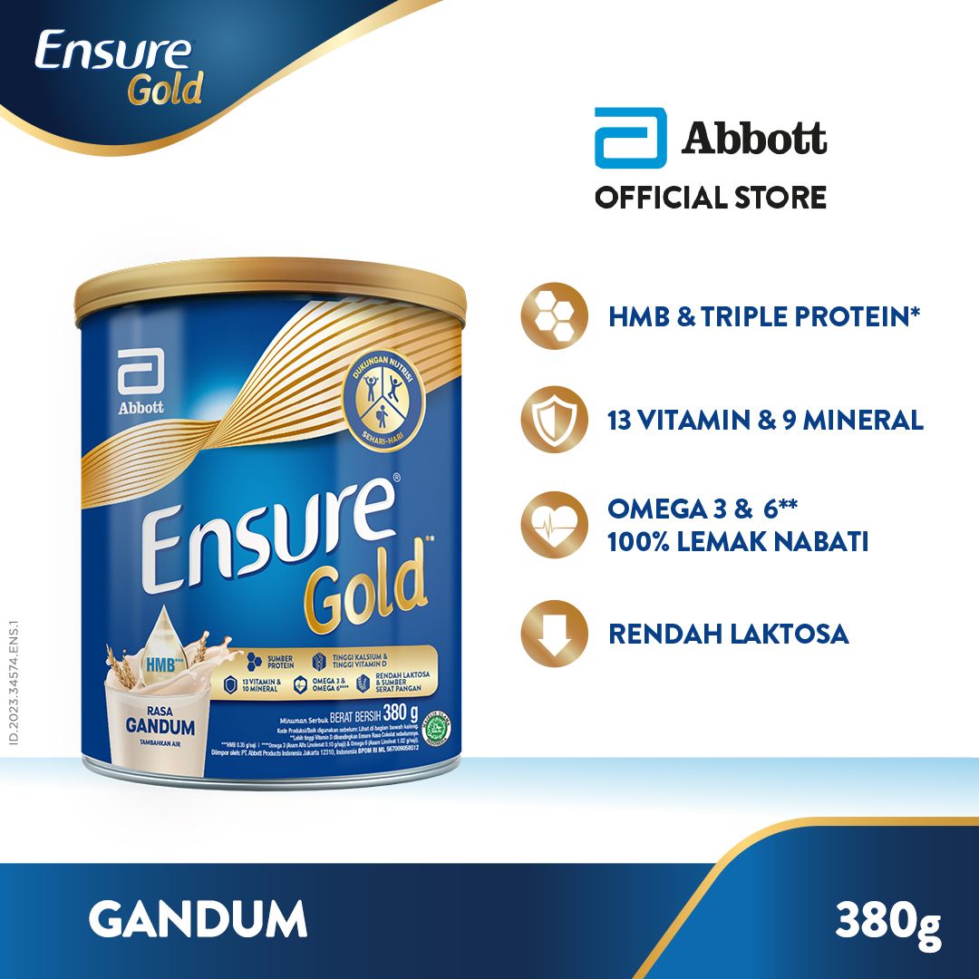 Ensure Gold HMB Gandum 380 g - Susu Nutrisi Dewasa Rendah Laktosa - 1