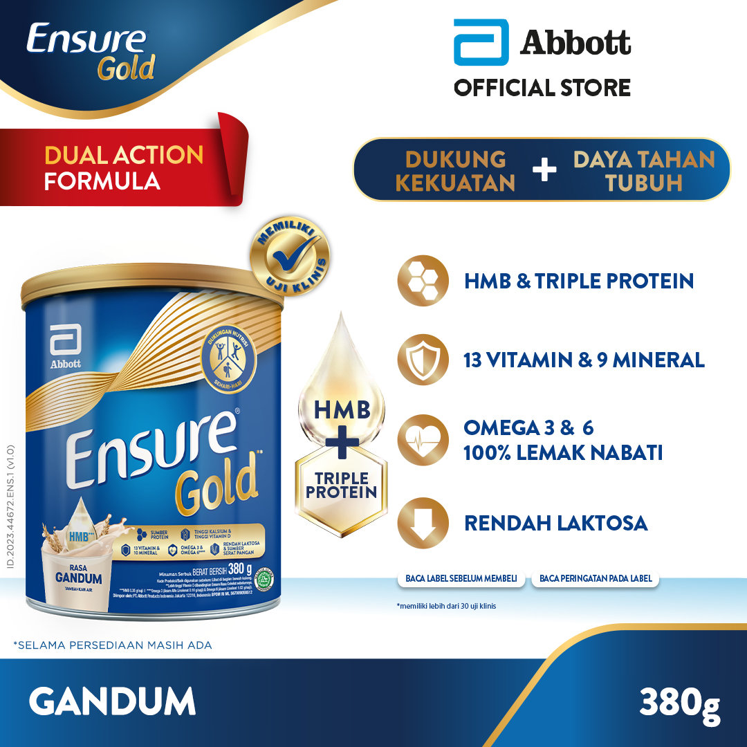 Ensure Gold HMB Gandum 380 g - Nutrisi Dewasa Rendah Laktosa - 1