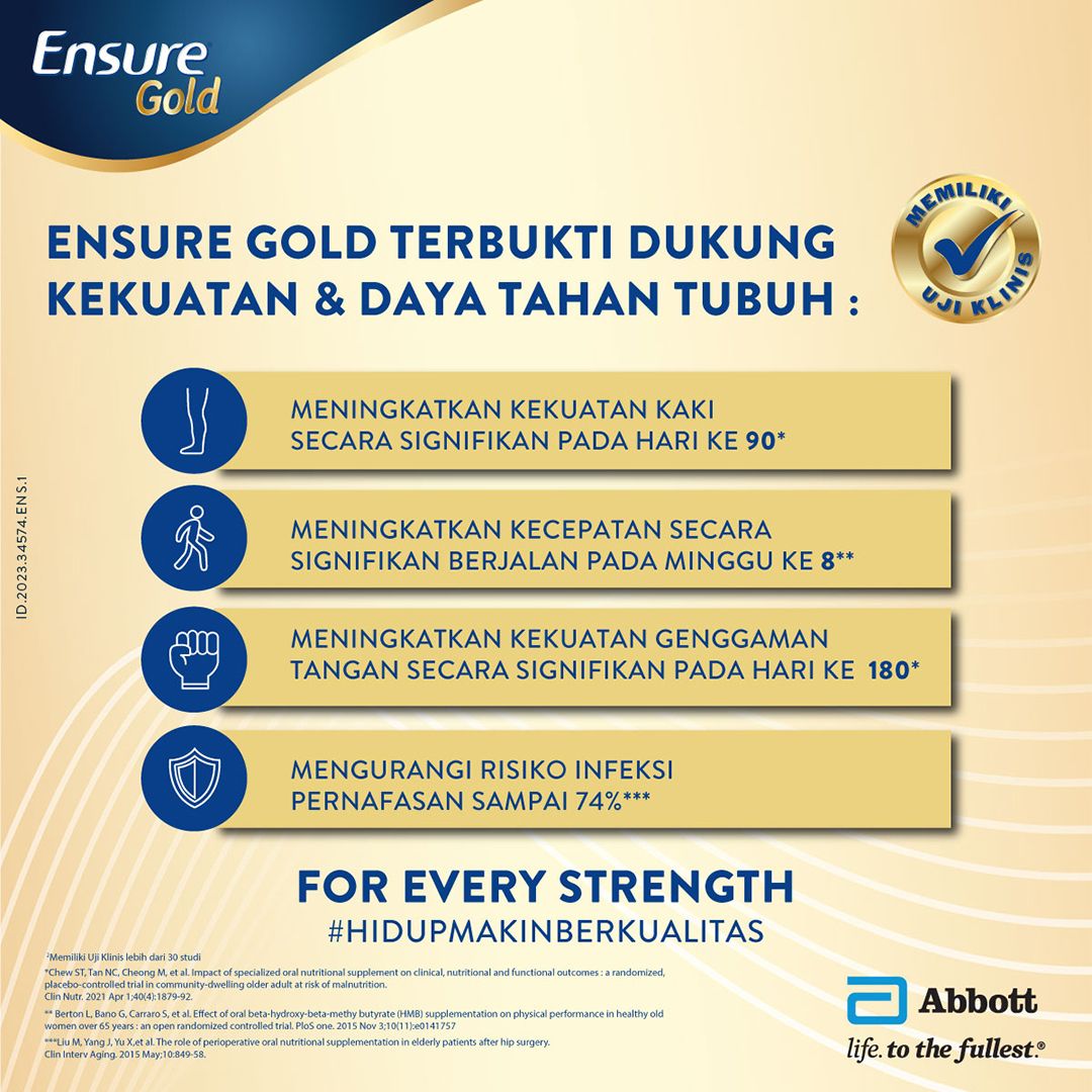 Ensure Gold HMB Gandum 380 g - Nutrisi Dewasa Rendah Laktosa - 4