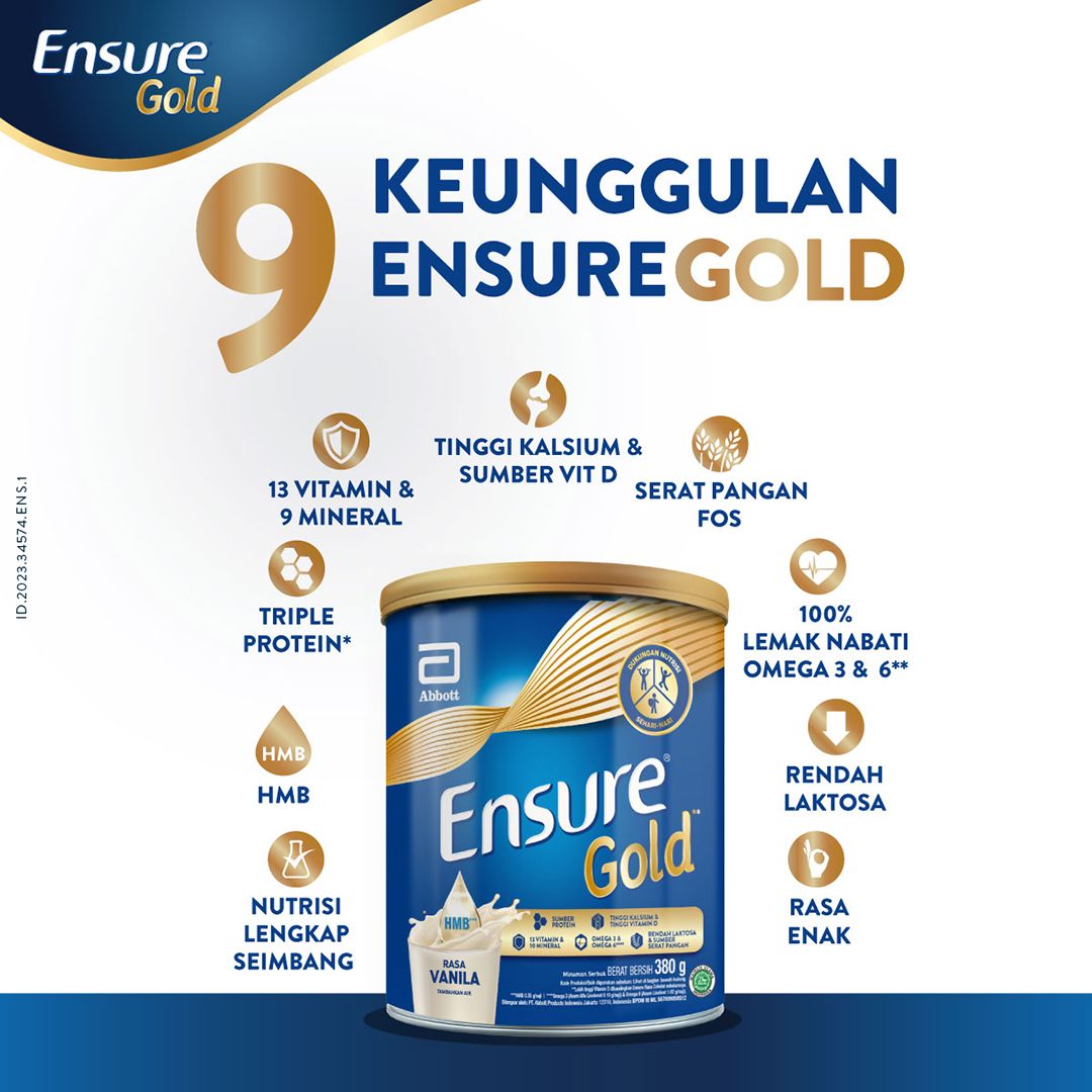 Ensure Gold HMB Gandum 380 g - Susu Nutrisi Dewasa Rendah Laktosa - 6