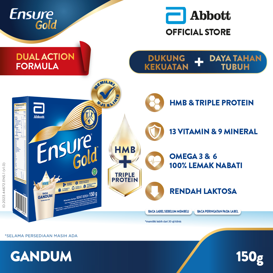 Ensure Gold HMB Gandum 150 g - Nutrisi Dewasa Rendah Laktosa - 1