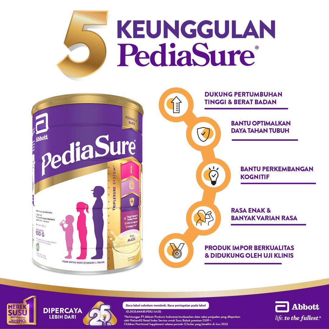 PediaSure Madu 850 g (1-10th) - Nutrisi Pertumbuhan - 5 pcs - 2