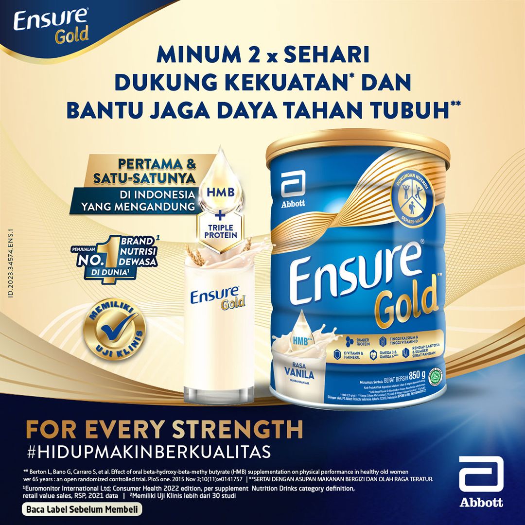 Ensure Gold HMB Vanila 850 g - Susu Nutrisi Dewasa Rendah Laktosa - 5 pcs - 3