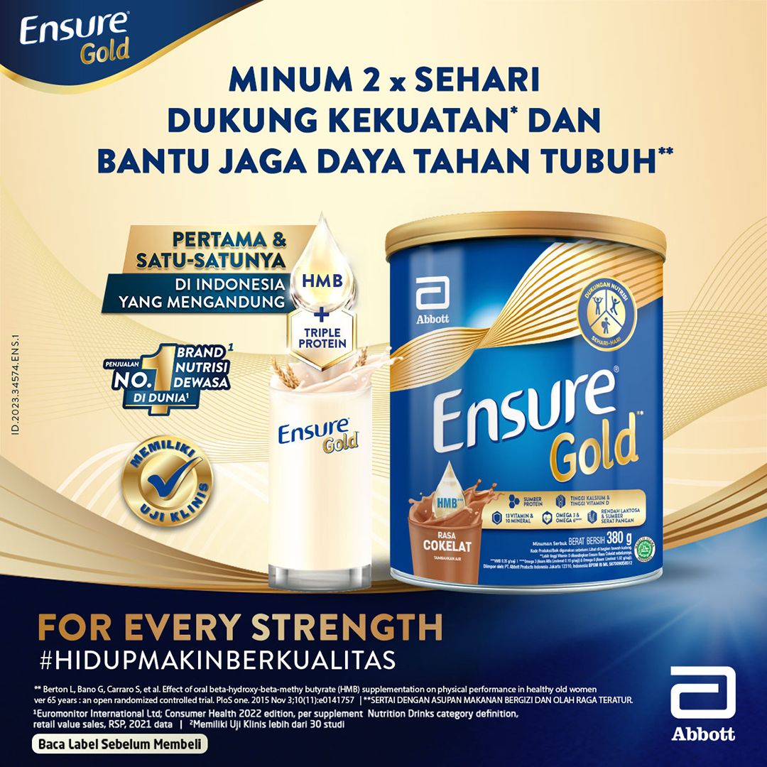 Ensure Gold HMB Cokelat 380 g - Nutrisi Dewasa Rendah Laktosa - 3