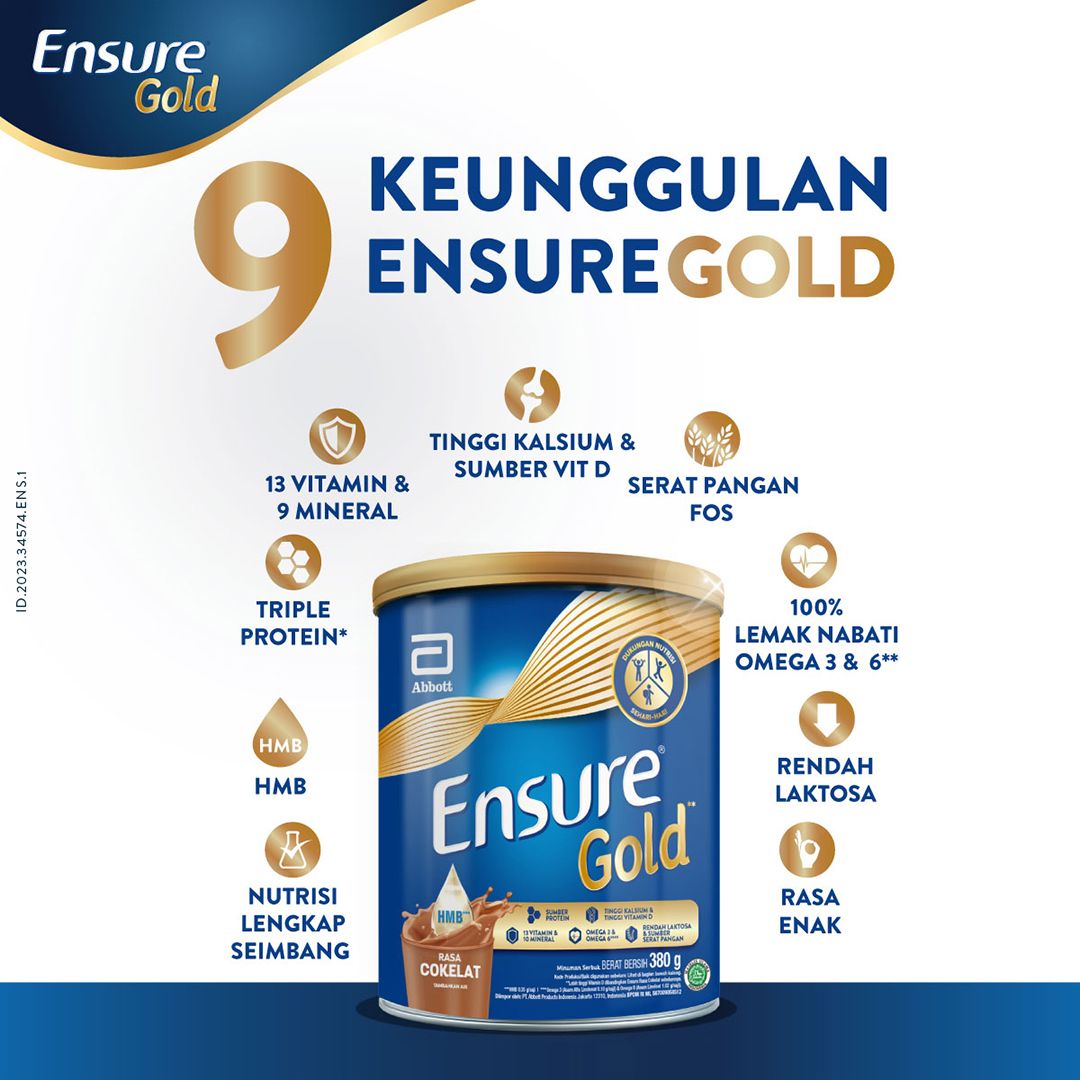 Ensure Gold HMB Cokelat 380 g - Susu Nutrisi Dewasa Rendah Laktosa - 6