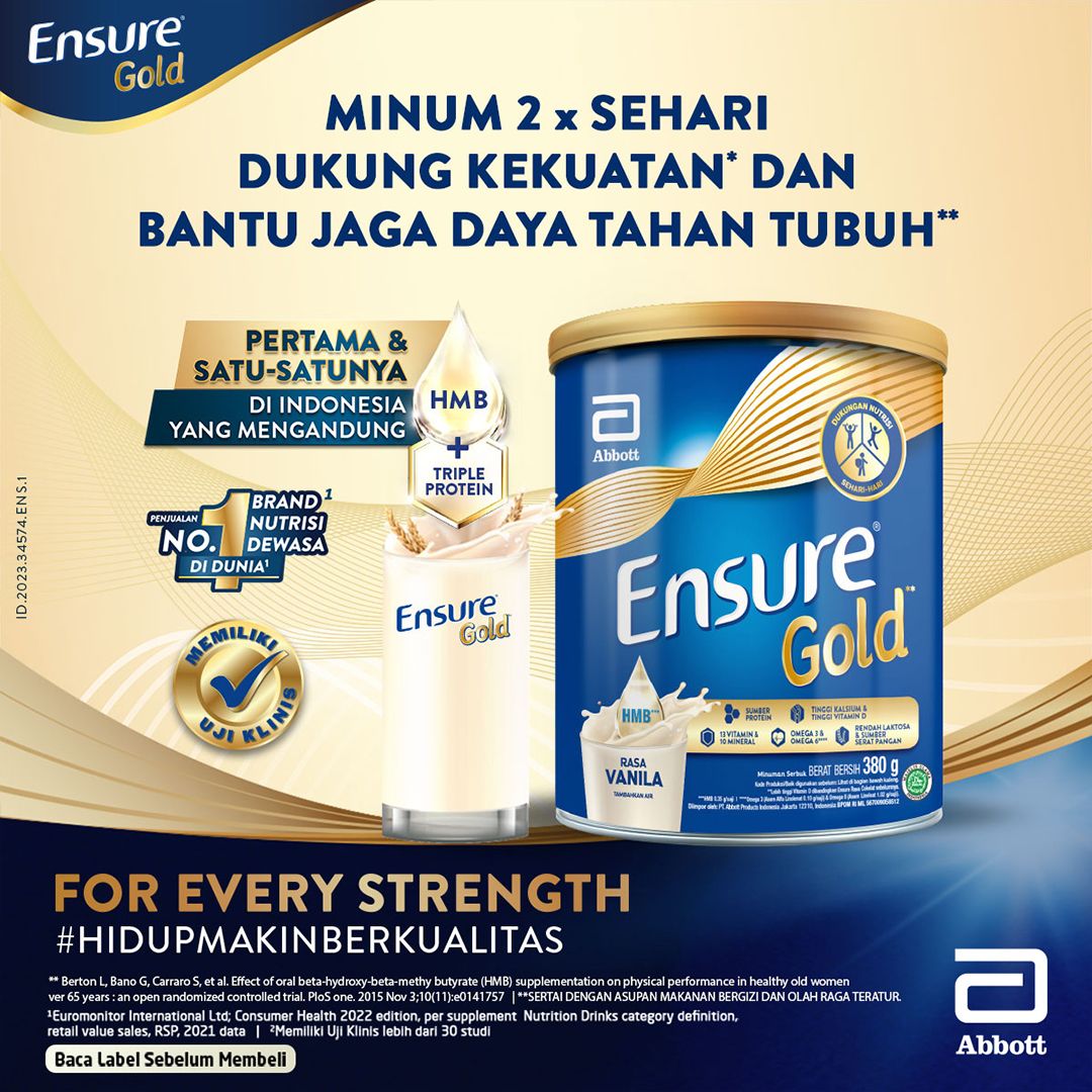 Ensure Gold HMB Vanila 380 g - Nutrisi Dewasa Rendah Laktosa - 3