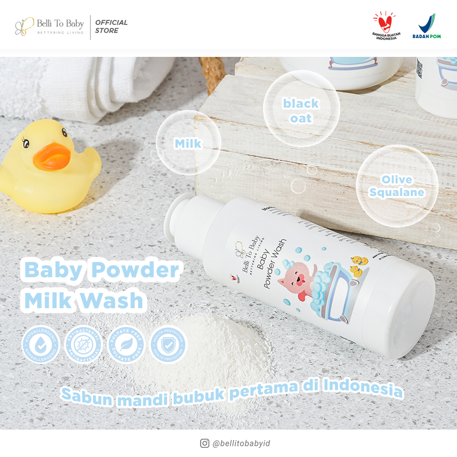 BELLI TO BABY Powder Milk Wash - Sabun Shampo Bayi 50gr - 1