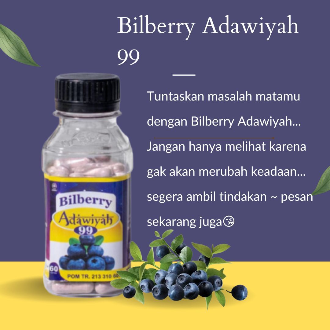 Bilberry Adawiyah 99 Obat Mata Minus rabun Jauh Bpom Buram Silinder Dan Katarak Isi 60 Kapsul - 1