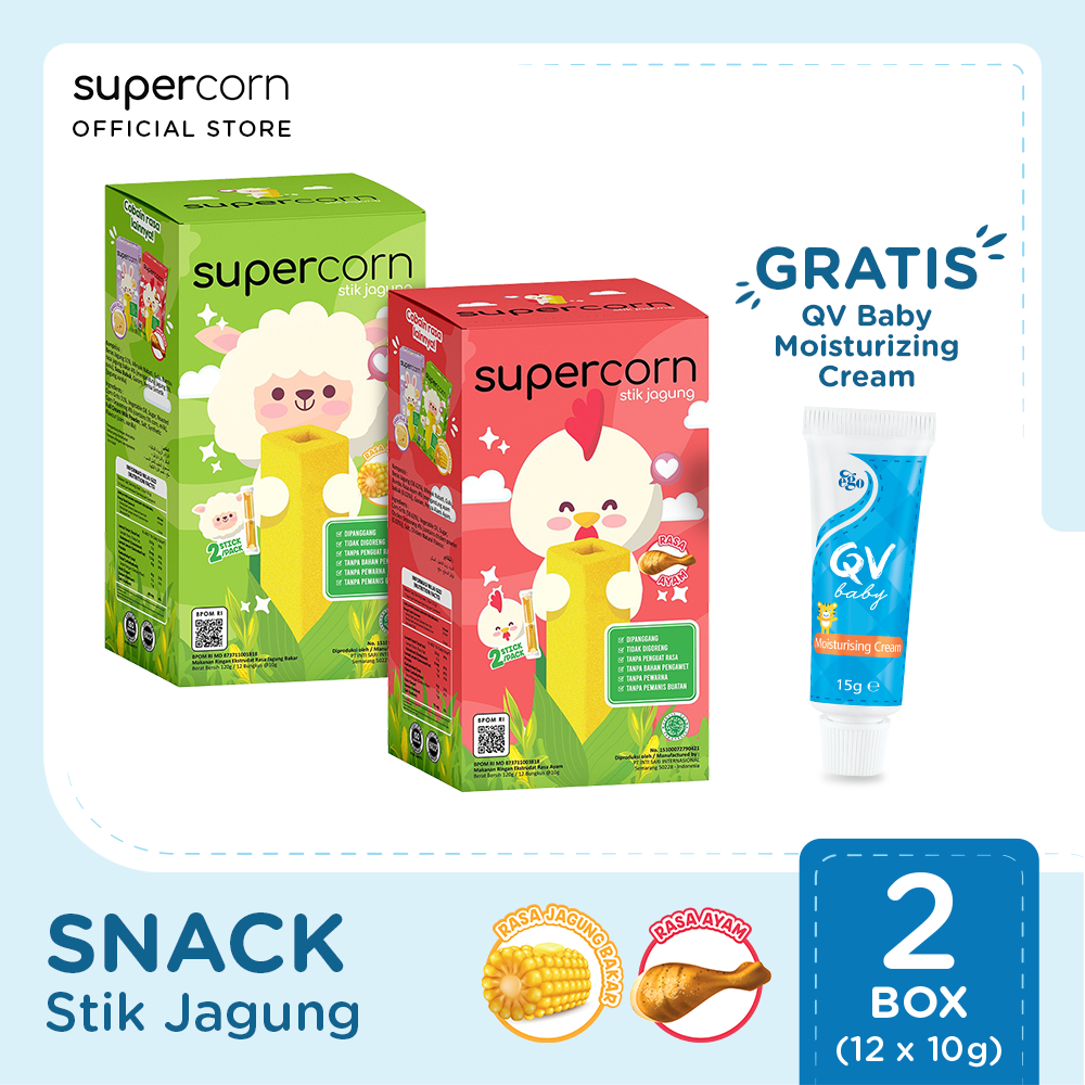 BUY 2 Supercorn Stick Rasa Ayam + Rasa Jagung Bakar FREE QV Baby Moisturizing Cream - 1
