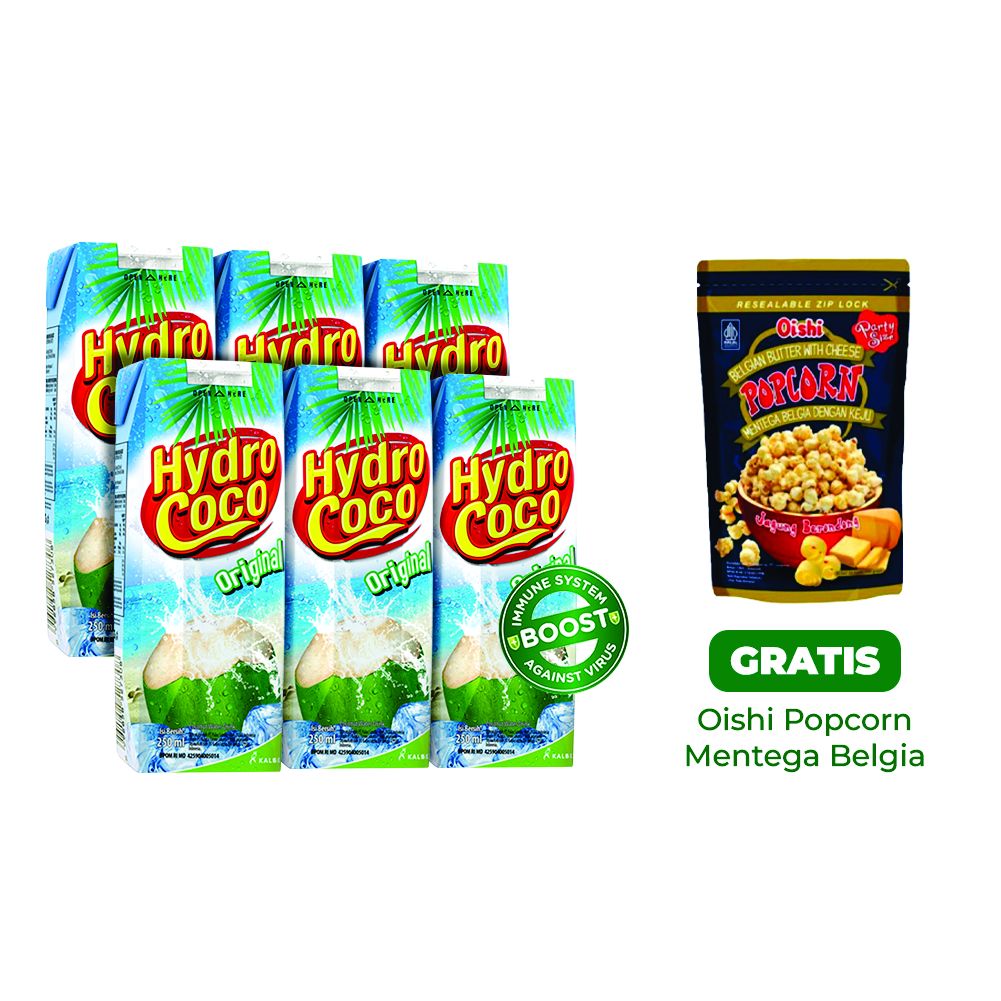 Hydro Coco Shrink 6 pcs Free Oishi Popcorn Mentega Belgia - 2