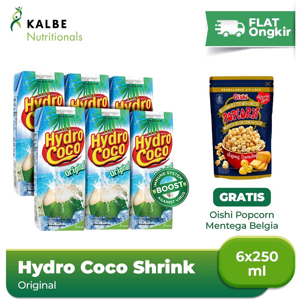 Hydro Coco Shrink 6 pcs Free Oishi Popcorn Mentega Belgia - 1