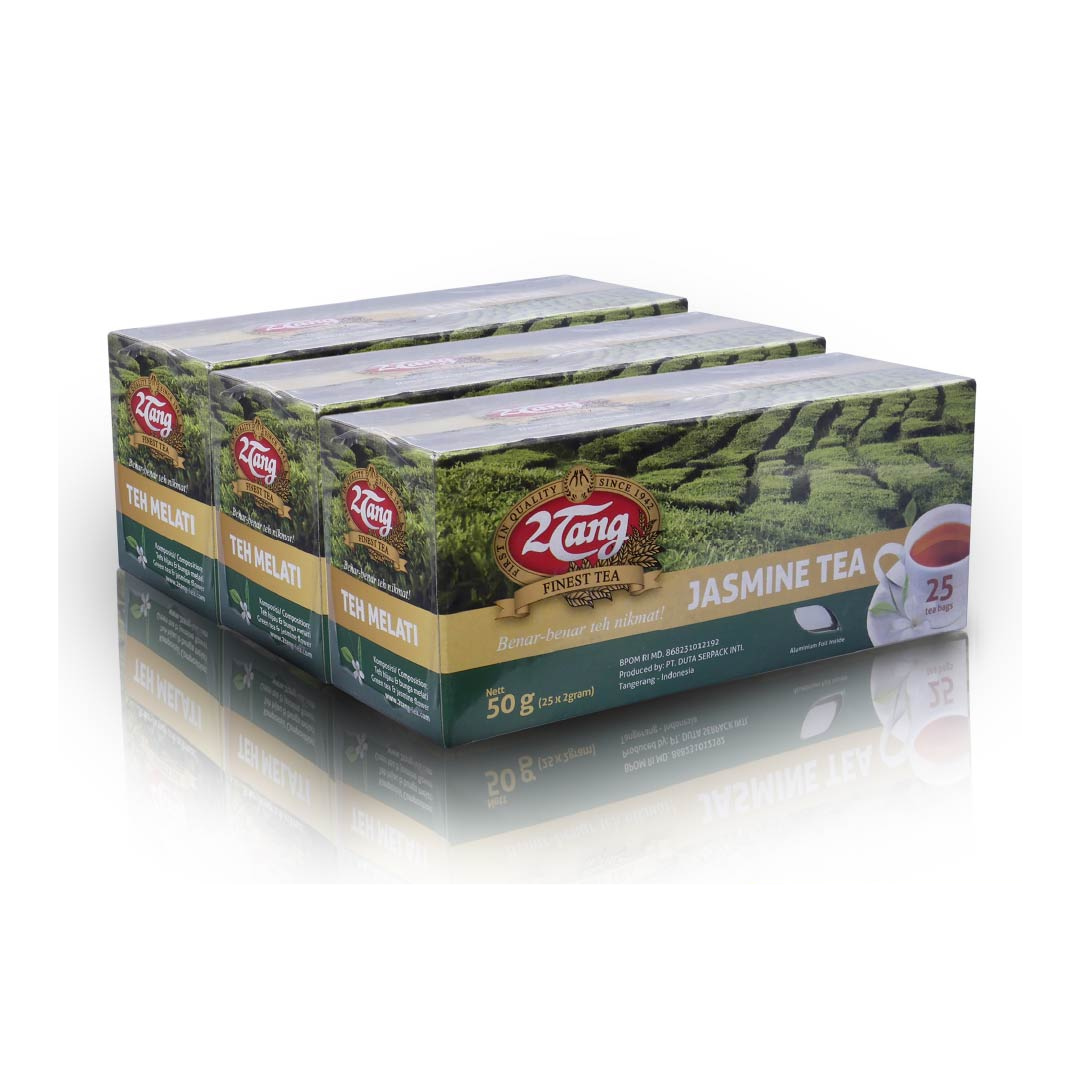2Tang Jasmine Tea Reguler Teh Celup 50gr [3 box @25 kantong/ 2 gr] - 1