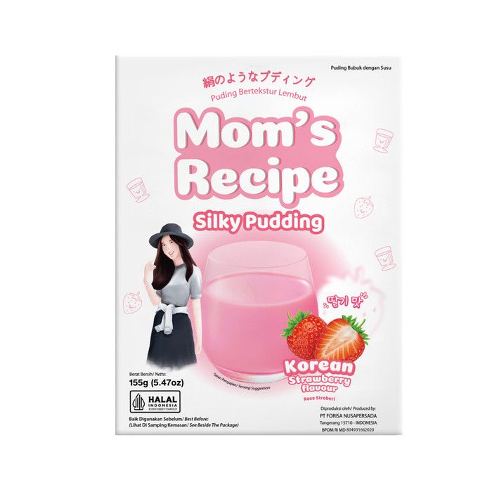 Mom's Recipe Silky Pudding Strawberry 155 gr - Twinpack FREE Botol - 2