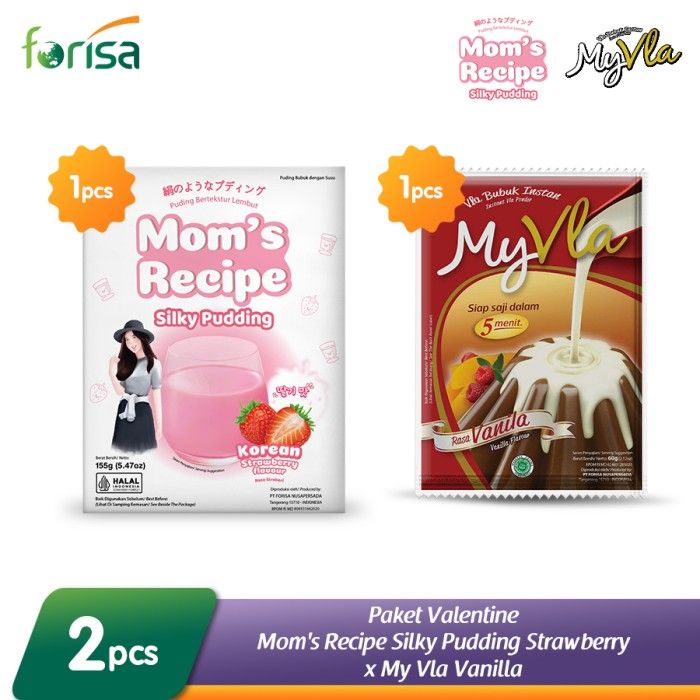 Paket Valentine Mom's Recipe Silky Pudding Strawberry x My Vla Vanilla - 1