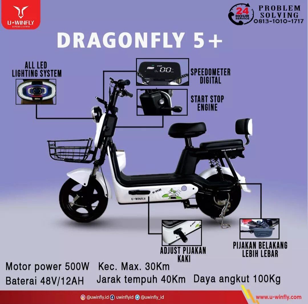 Sepeda Listrik UWINFLY DF5+ DragonFly 5+ Moped - 4