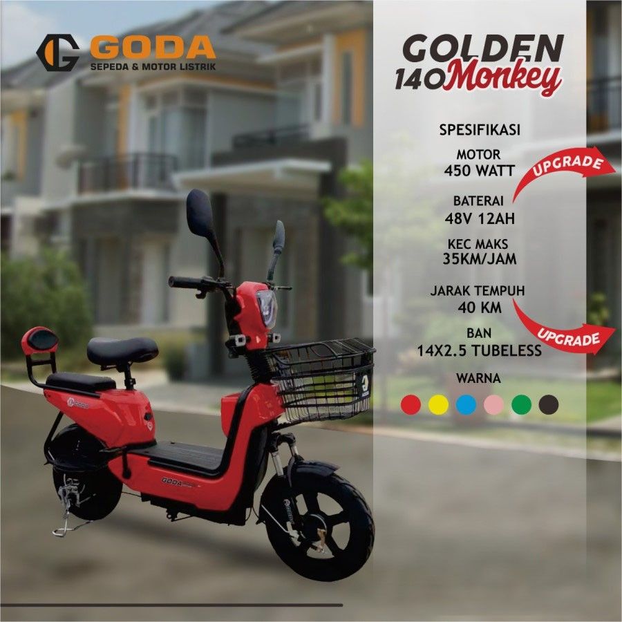Sepeda Listrik Goda GD Golden 140 Monkey Ebike Electric Bike Garansi - 1