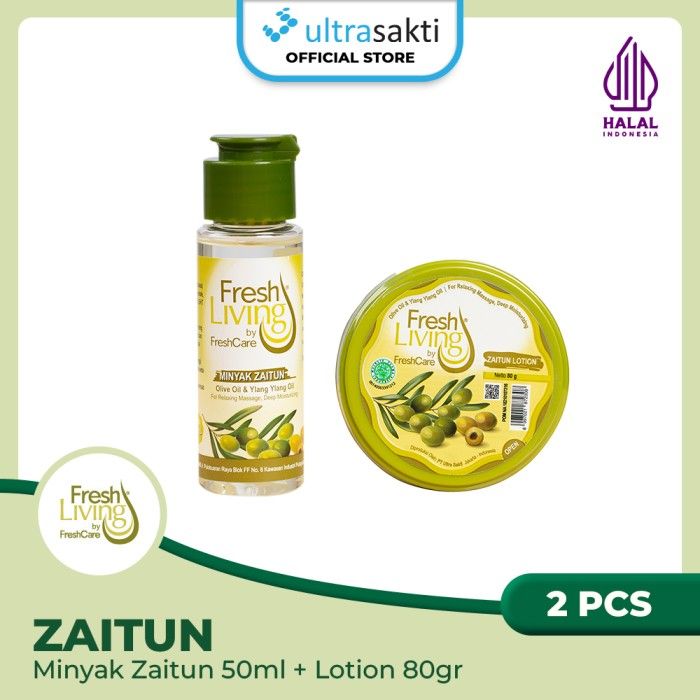 Paket FreshLiving Zaitun (1 Minyak Zaitun 50ml , 1 Lotion Zaitun 80ml) - 1