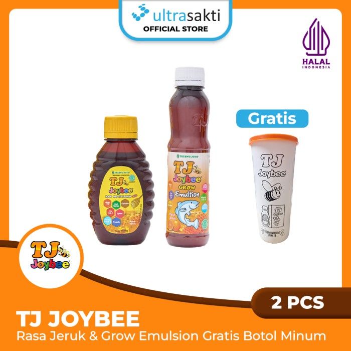 Paket TJ Joybee (Joybee Madu Rasa Jeruk & Grow Emulsion) + Botol Minum - 1