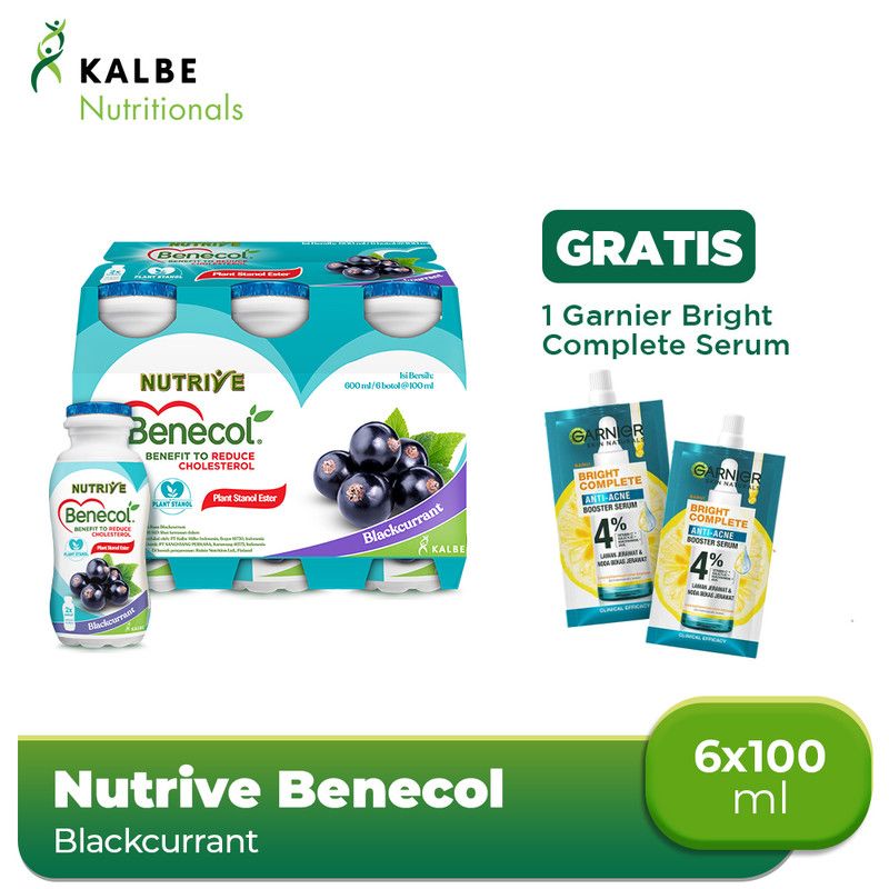 Nutrive Benecol Blackcurrant 6x100ml (2 Banded) Free Garnier Bright - 1