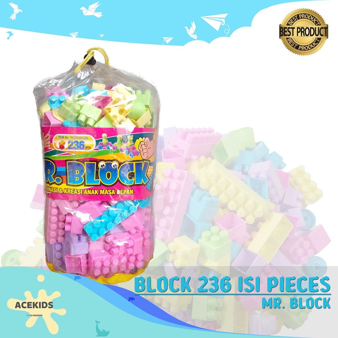 Acekids Mainan Edukasi Bloks Susun Anak Kraetif MR. Block Isi 236 Murah Original - 11-01030/236 - 1