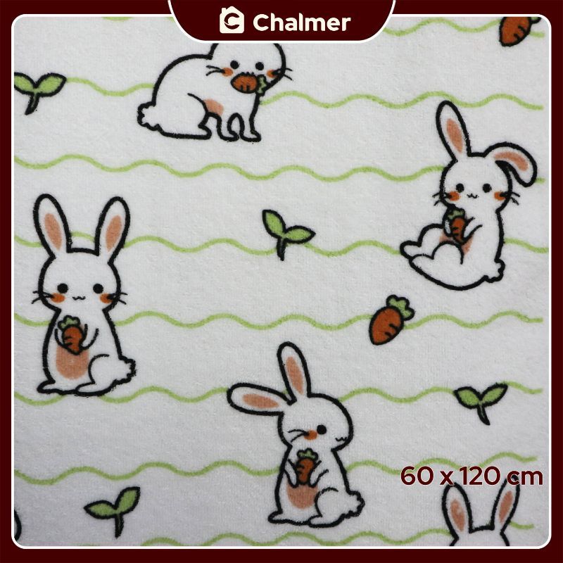 Handuk Bayi Chalmer Ukuran 60x120 cm Handuk Lembut Print Karakter C - Bunny - 3