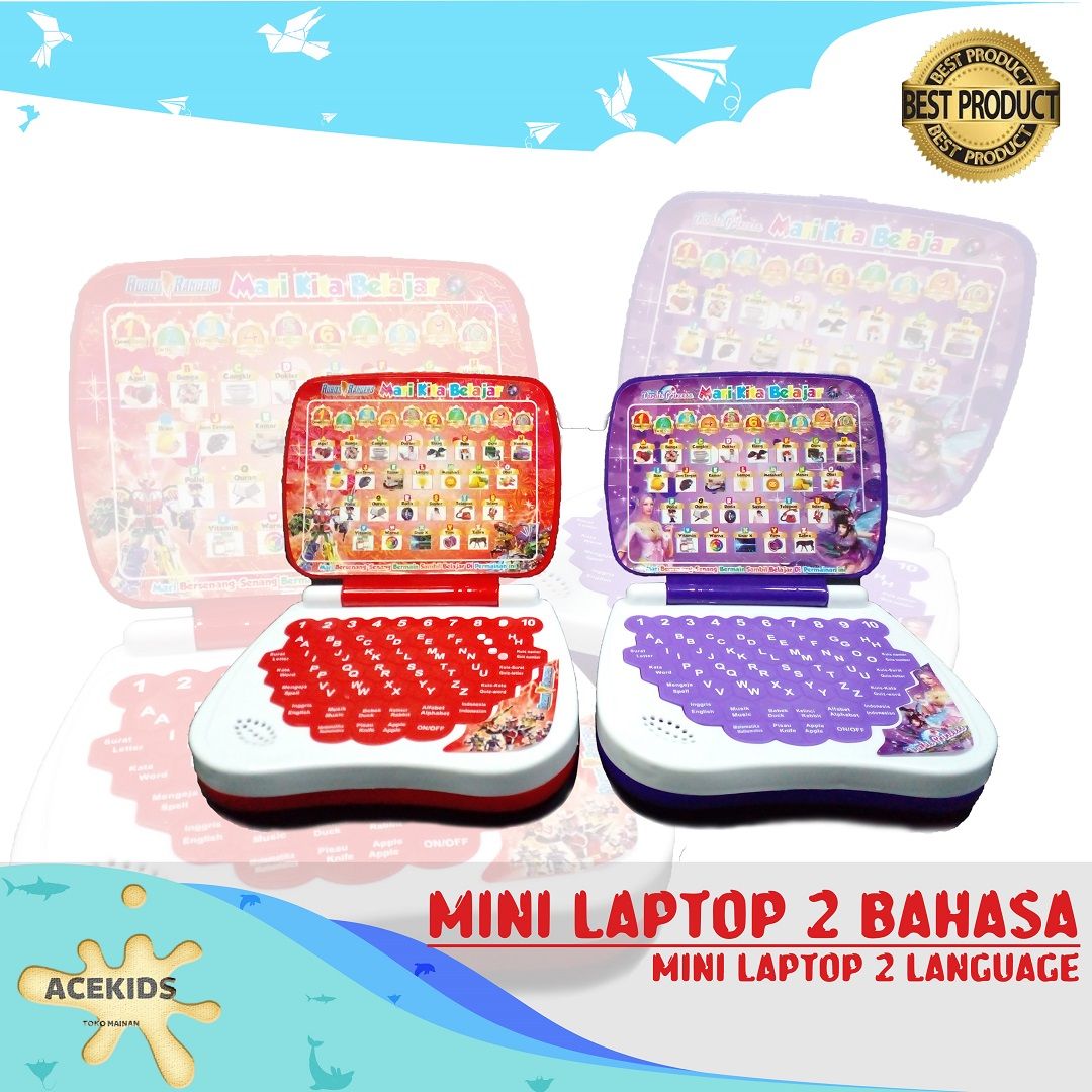 Acekids Mainan Edukasi Anak Laptop Mini 2 Bahasa Murah Original - JSP2351 - 1
