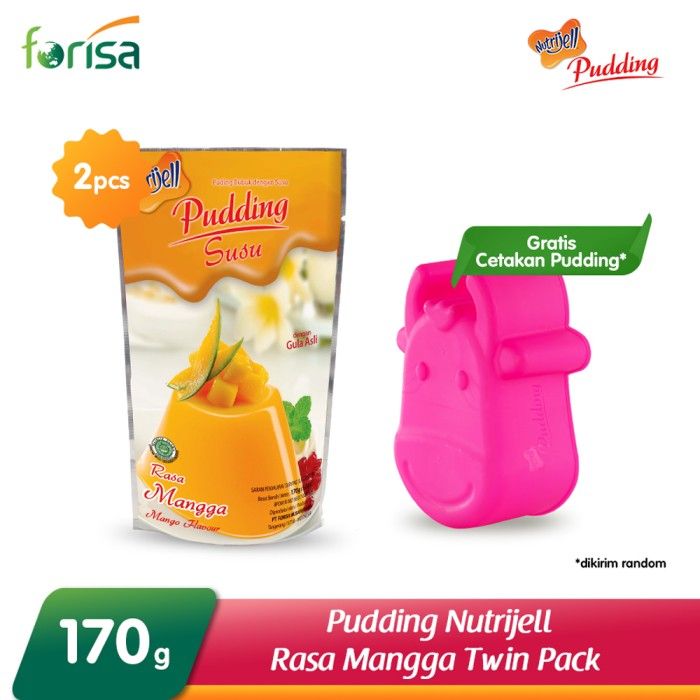 Pudding Nutrijell Susu Rasa Mangga 170 gr - Twinpack FREE Cetakan Pudding - 1