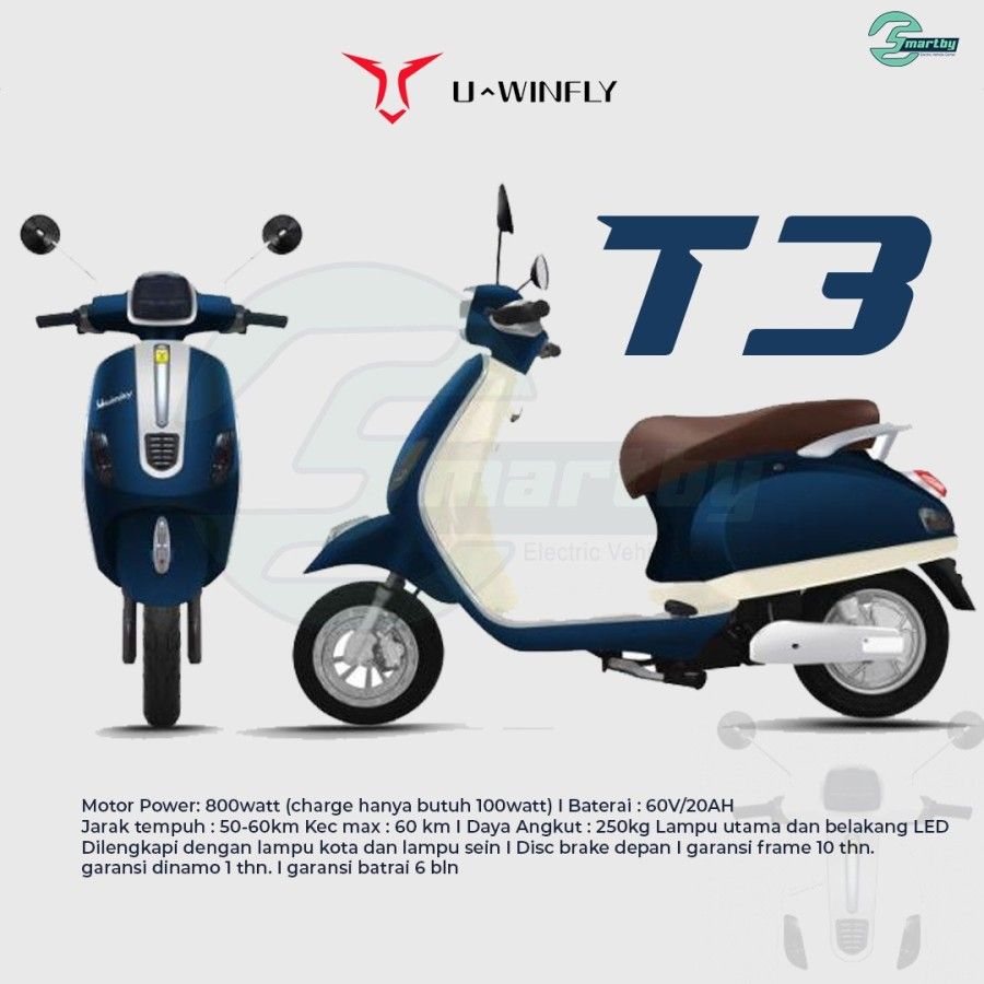 Sepeda Motor Listrik Uwinfly T3 Model VSPA New 2Colour Limited Edition - 1