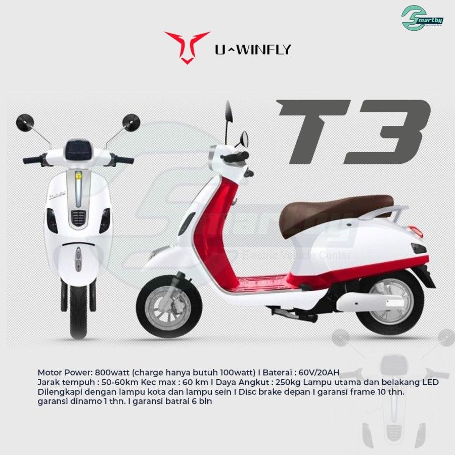 Sepeda Motor Listrik Uwinfly T3 Model VSPA New 2Colour Limited Edition - 3