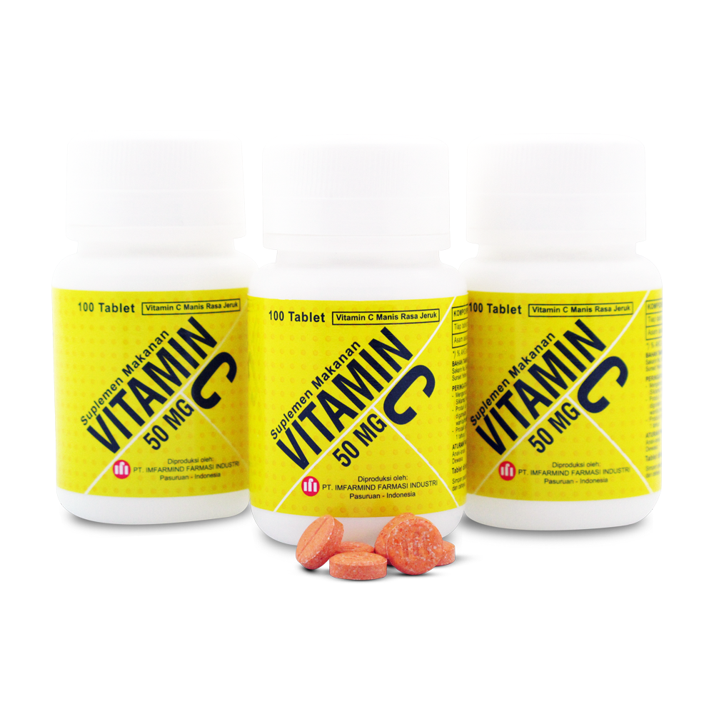 Imfarmind Vitamin C 50 mg Botol 100 Tablet/ Peningkat Imun Antioksidan - 1