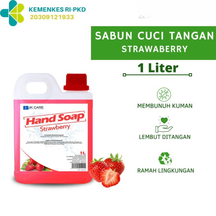 JKCARE Sabun Cuci Tangan Antiseptik Antibacterial Hand Soap1000mL Strawberry - 2